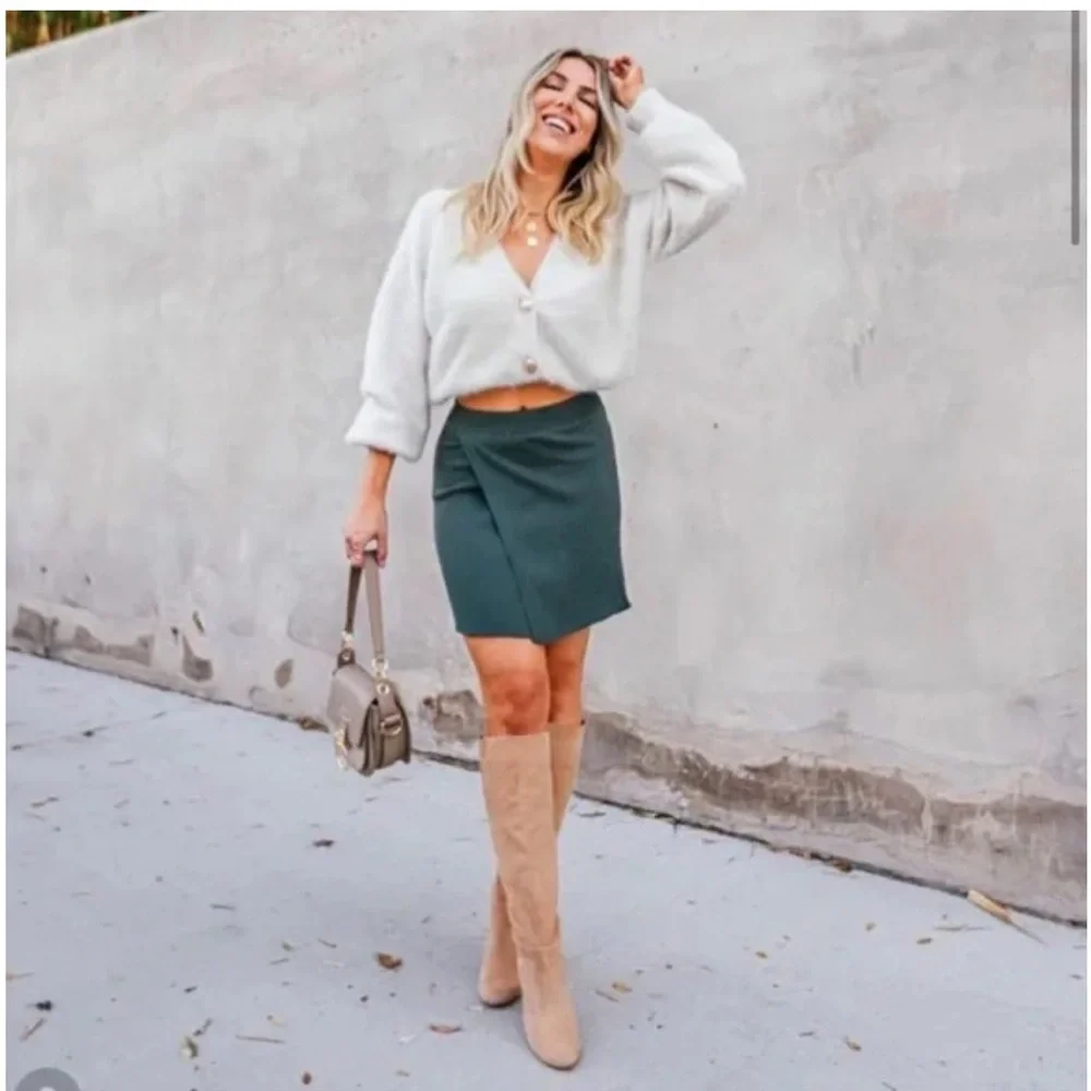 Free People Mod Wrap Mini Skirt in Thyme H18‎